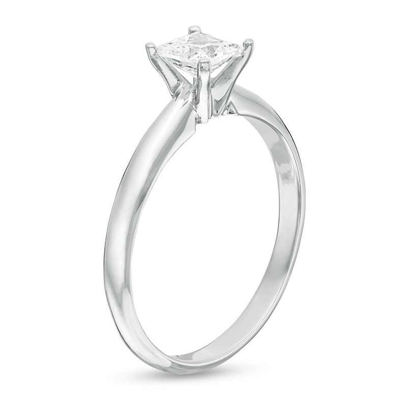 Previously Owned - 0.30 CT. Princess-Cut Diamond Solitaire Engagement Ring in 14K White Gold (J/I1)