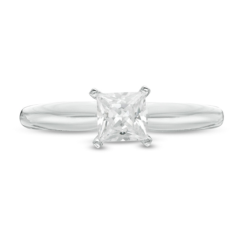 Previously Owned - 0.30 CT. Princess-Cut Diamond Solitaire Engagement Ring in 14K White Gold (J/I1)