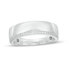 Thumbnail Image 0 of Previously Owned - Men's 0.085 CT. T.W. Diamond Single Edge Wedding Band in 10K White Gold