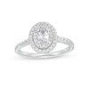 Thumbnail Image 0 of Previously Owned - 0.83 CT. T.W. Oval Diamond Double Frame Engagement Ring in 14K White Gold