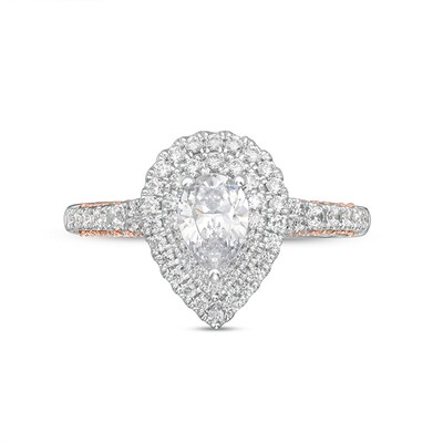 Previously Owned - 1.37 CT. T.W. Pear-Shaped Diamond Frame Engagement Ring in 14K White Gold