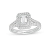 Thumbnail Image 0 of Previously Owned - 1.18 CT. T.W. Emerald-Cut Diamond Double Frame Split Shank Engagement Ring in 14K White Gold