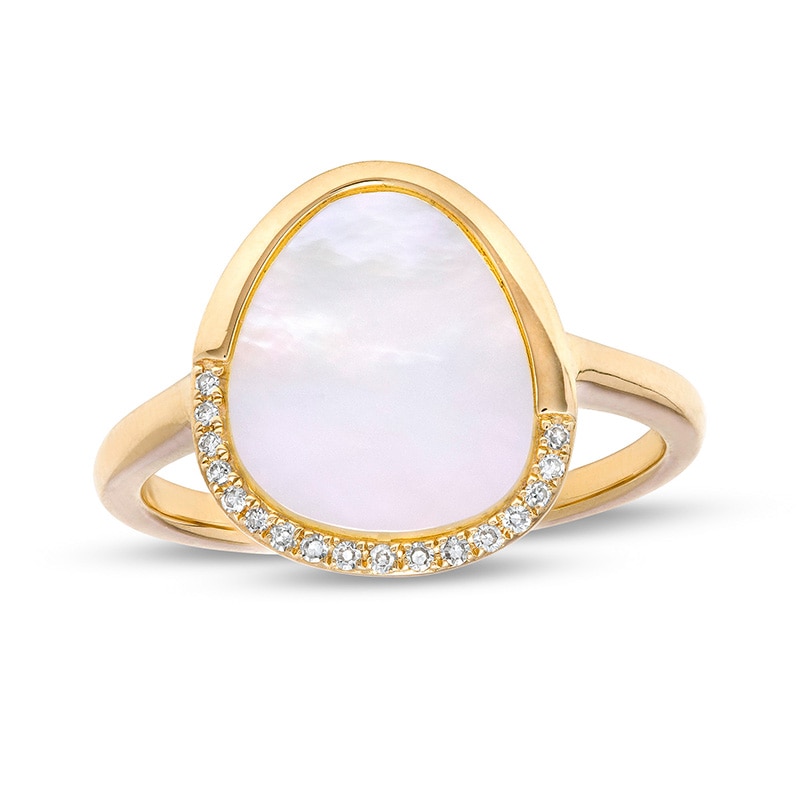 Previously Owned - EFFY™ Collection Mother-of-Pearl and 0.05 CT. T.W. Diamond Abstract Ring in 14K Gold|Peoples Jewellers