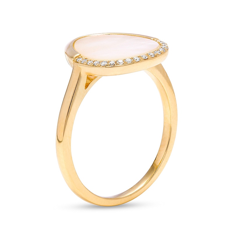 Previously Owned - EFFY™ Collection Mother-of-Pearl and 0.05 CT. T.W. Diamond Abstract Ring in 14K Gold|Peoples Jewellers
