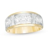 Previously Owned - Men's 1.00 CT. T.W. Diamond Seven Stone Wedding Band in 14K Two-Tone Gold