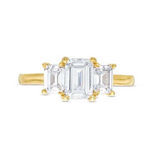 Previously Owned - 2.00 CT. T.W. Emerald-Cut Lab-Created Diamond Three Stone Engagement Ring in 14K Gold (F/SI2)