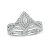 Thumbnail Image 0 of Previously Owned - 0.58 CT. T.W. Marquise Diamond Double Frame Twist Shank Bridal Set in 10K White Gold (I/I2)