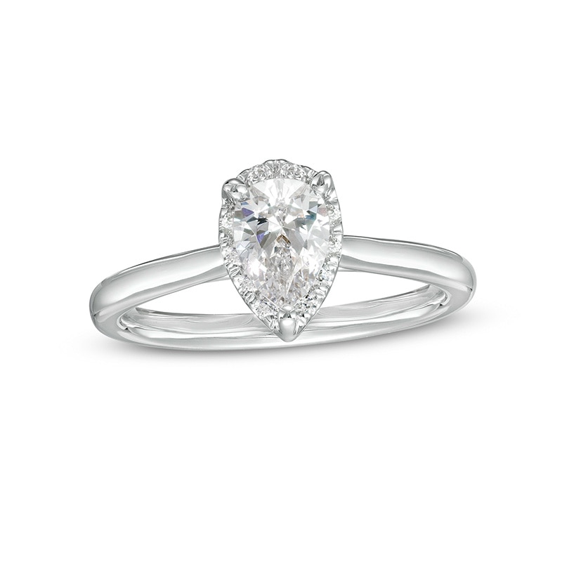 Previously Owned - 0.62 CT. T.W. Pear-Shaped Lab-Created Diamond Frame Engagement Ring in 14K White Gold (F/SI2)|Peoples Jewellers