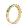 Thumbnail Image 2 of Previously Owned - Lab-Created Emerald and White Lab-Created Sapphire Split Double Row Ring in 10K Gold