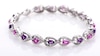 Amethyst, Lab-Created Pink Sapphire and 0.15 CT. T.W. Diamond Link Bracelet in Sterling Silver - 7.5"