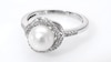 Vera Wang Love Collection 8.0-8.5mm Freshwater Cultured Pearl 0.14 CT. T.W. Diamond Ring in Sterling Silver