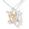 Unstoppable Love™ Lab-Created White Sapphire Motherly Turtle Pendant in Sterling Silver and 10K Gold