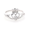 0.04 CT. Diamond Solitaire Claddagh Promise Ring in 10K White Gold