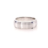 Vera Wang Love Collection Men's Blue Sapphire Four Stone Wedding Band in 14K White Gold