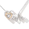 Unstoppable Love™ 0.09 CT. T.W. Diamond Double Heart and Heartbeat Necklace in Sterling Silver and 10K Rose Gold