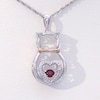 Unstoppable Love™ Garnet and Diamond Accent Cat Pendant in Sterling Silver and 10K Rose Gold