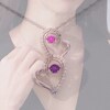 Unstoppable Love™ Amethyst, Lab-Created Pink Sapphire and 0.15 CT. T.W. Diamond Hearts Pendant in Sterling Silver