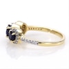 Lab-Created Blue Sapphire and 0.23 CT. T.W. Diamond Frame Three Stone Ring in 10K White, Yellow or Rose Gold