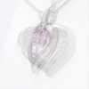 Graduated Lab-Created Pink Sapphire and Diamond Accent Beaded Heart Outline Pendant in Sterling Silver