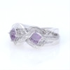 4.0mm Princess-Cut Amethyst and 0.085 CT. T.W. Diamond Split Shank Ring in Sterling Silver