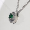 4.5mm Lab-Created Emerald and White Sapphire Swirl Frame Pendant in Sterling Silver