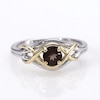 5.0mm Smoky Quartz Wrapped Split Shank Ring in Sterling Silver and 10K Gold