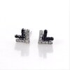 Vera Wang Love Collection Blue Sapphire and 0.065 CT. T.W. Diamond Chevron Stud Earrings in Sterling Silver