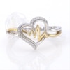 0.04 CT. T.W. Diamond Heartbeat in Heart Crossover Ring in Sterling Silver and 10K Gold