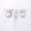 3.0mm Lab-Created Pink Sapphire and 0.147 CT. T.W. Diamond Heart Knot Teardrop Earrings in 10K White Gold