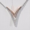 Lab-Created White Sapphire Double "V" Necklace in Sterling Silver and 10K Rose Gold