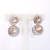 Lab-Created White Sapphire Crescent Two Moon Drop Earrings in Sterling Silver with 14K Rose Gold Plate