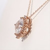 8.0mm Cushion-Cut Lab-Created White Sapphire Sunburst Frame Pendant in 10K Rose Gold