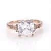 9.0mm Cushion-Cut Lab-Created White Sapphire Collar Ring in Sterling Silver with 18K Rose Gold Plate - Size 7