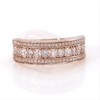 Lab-Created White Sapphire and 0.145 CT. T.W. Diamond Multi-Row Band in 10K Rose Gold - Size 7