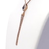 Lab-Created Blue and White Sapphire Cushion Frame Tassel Dangle Pendant in Sterling Silver with 14K Rose Gold Plate