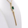 Emerald-Cut Lab-Created Emerald and White Sapphire Frame Tassel Dangle Pendant in Sterling Silver with 14K Gold Plate