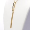 Lab-Created Blue Sapphire and Diamond Accent Cascading Ribbon Tassel Pendant in Sterling Silver with 14K Gold Plate