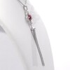 5.0mm Lab-Created Ruby and White Sapphire Clover Frame Tassel Dangle Pendant in Sterling Silver