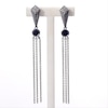 Lab-Created Blue Sapphire and 0.06 CT. T.W. Diamond Geometric Tassel Drop Earrings in Sterling Silver