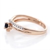 Oval Lab-Created Blue Sapphire and 0.04 CT. T.W. Diamond Chevron Ring in Sterling Silver with 14K Rose Gold Plate