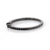 Black Spinel and Baguette Diamond Accent Stack Ring in Sterling Silver with Black Rhodium