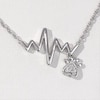 Diamond Accent Heartbeat and Paw Print Dangle Necklace in Sterling Silver