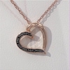 Black Diamond Accent Tilted Loop Heart Outline Pendant in 10K Rose Gold