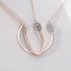 Black Diamond Accent Open Circle Matchstick Necklace in 10K Rose Gold