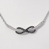 0.29 CT. T.W. Enhanced Black and White Diamond Sideways Infinity Curved Bar Necklace in Sterling Silver - 16.75"