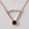 0.18 CT. T.W. Enhanced Black and White Diamond Solitaire with Curved Bar Necklace in 10K Rose Gold - 17.5"