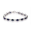 Oval Lab-Created and White Sapphire Cluster Line Bracelet in Sterling Silver