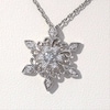 3.0mm Aquamarine and Lab-Created White Sapphire Snowflake Pendant in Sterling Silver