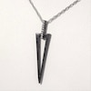 Diamond Accent Elongated Triangle Outline Pendant in Sterling Silver and Black Rhodium