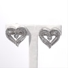 Diamond Accent Beaded Ribbon Heart Stud Earrings in Sterling Silver